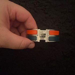 Hermes bracelet, in dark blue & orange in L size